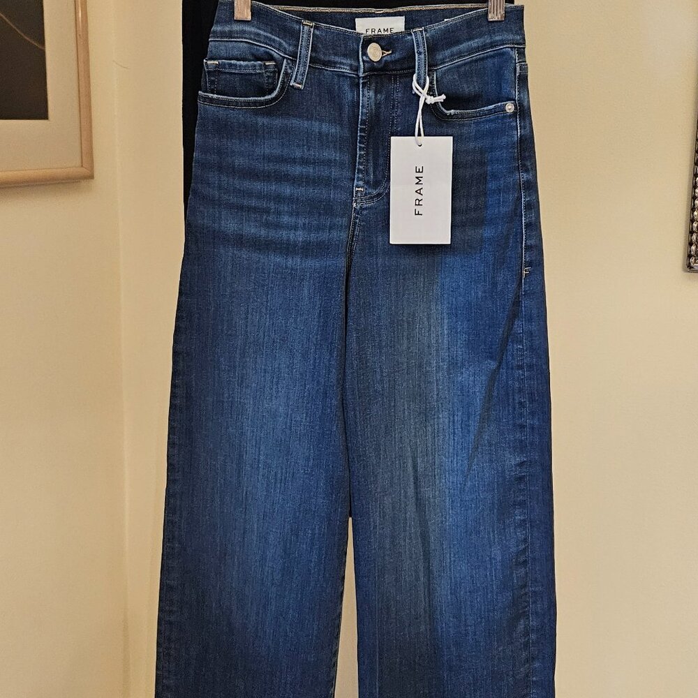 Frame Le Slim Palazzo jeans, fitted hip, high-rise, wide-leg sz 25 NEW w/tags - Picture 3 of 14